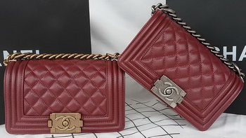 Boy Chanel mini Flap Bag Original Cannage Pattern A67085 Burgundy