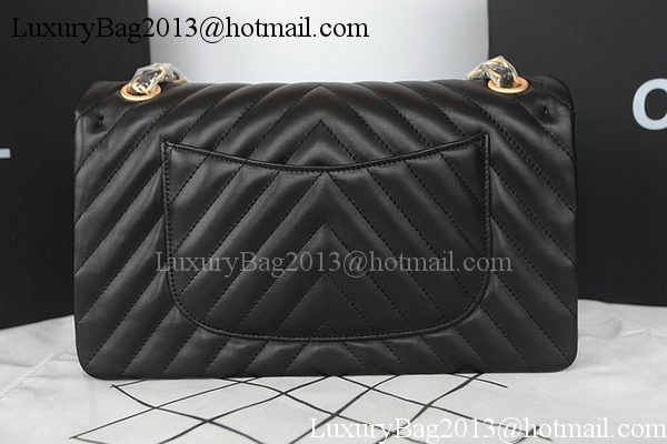 Chanel 2.55 Series Flap Bag Lambskin Chevron Leather A1112CF Black