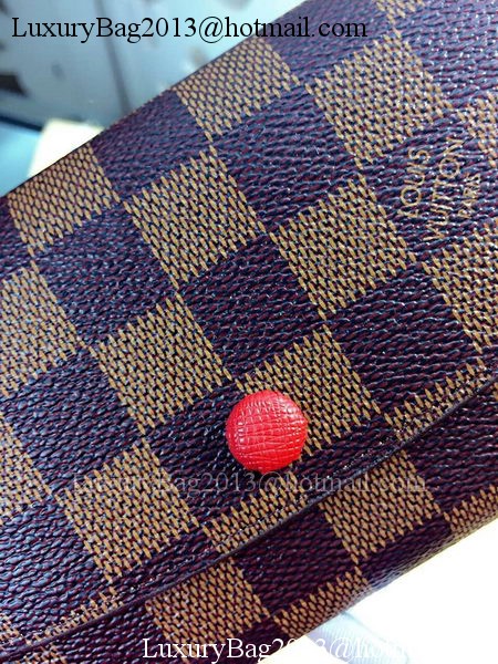 Louis Vuitton Damier Ebene Canvas Emilie Wallet Rouge M60136 Red