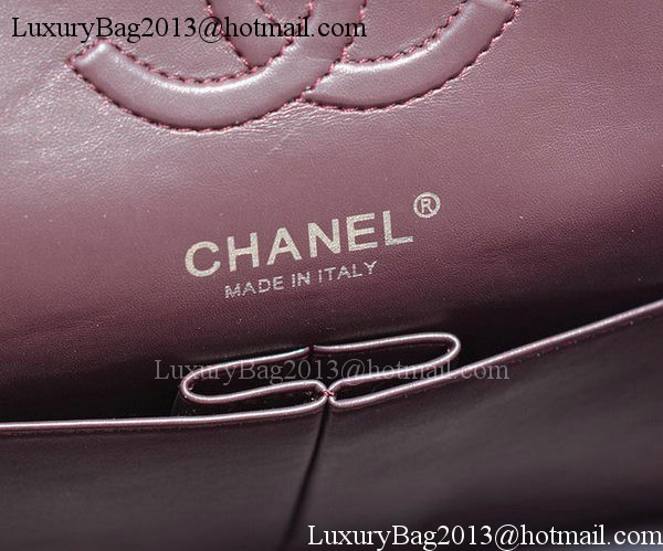 Chanel 2.55 Series Flap Bag Burgundy Sheepskin Leather A37586 Silver