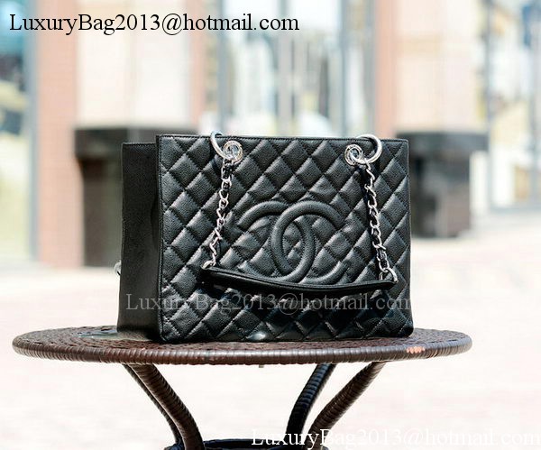 Chanel Classic Coco Bag Black GST Cannage Pattern A50995 Silver