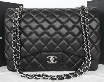 Chanel Classic Flap Bag Black Original Sheepskin Leather CFA1116 Silver