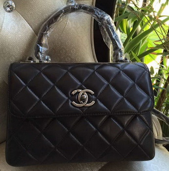 Chanel Classic Top Handle Bag Original Sheepskin Leather A92236 Black