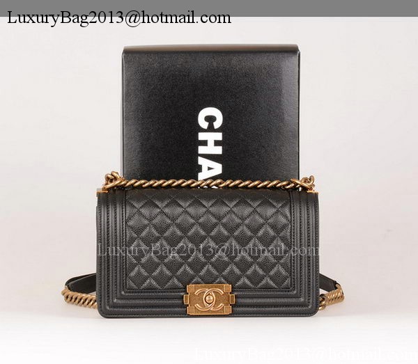 Boy Chanel Flap Shoulder Bag Black Original Cannage Pattern A67086 Gold