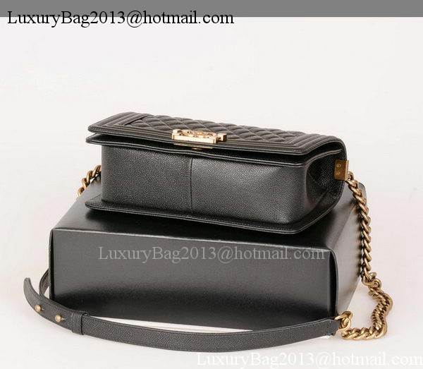 Boy Chanel Flap Shoulder Bag Black Original Cannage Pattern A67086 Gold