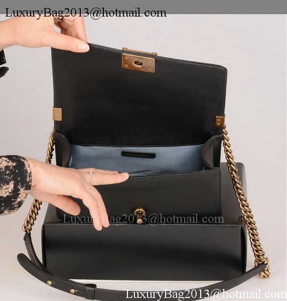 Boy Chanel Flap Shoulder Bag Black Original Cannage Pattern A67086 Gold