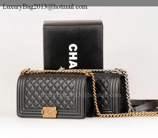 Boy Chanel Flap Shoulder Bag Black Original Cannage Pattern A67086 Gold