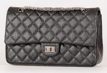 Chanel Classic Flap Bag Black Calfskin Leather A30226 Silver