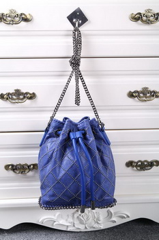 Stella McCartney Falabella Studded Quilted Bucket Bag SMC013 Royal