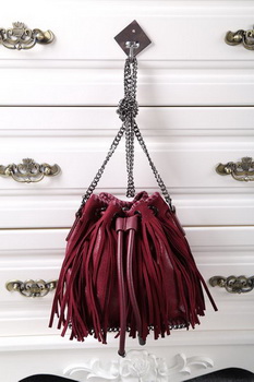 Stella McCartney Falabella Sun Fringed Bucket Bag SMC012 Wine