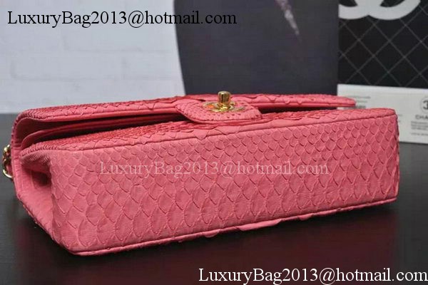 Chanel 2.55 Series Flap Bags Pink Original Python Leather A1112SA Gold