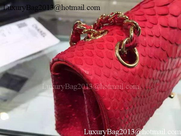 Chanel 2.55 Series Flap Bags Red Original Python Leather A1112SA Gold