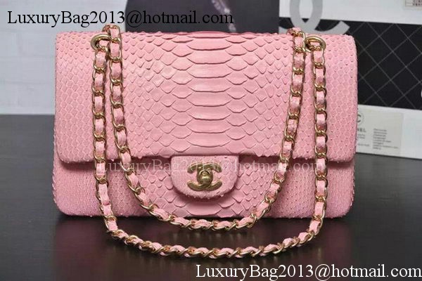 Chanel 2.55 Series Flap Bags Sakura Pink Original Python Leather A1112SA Gold