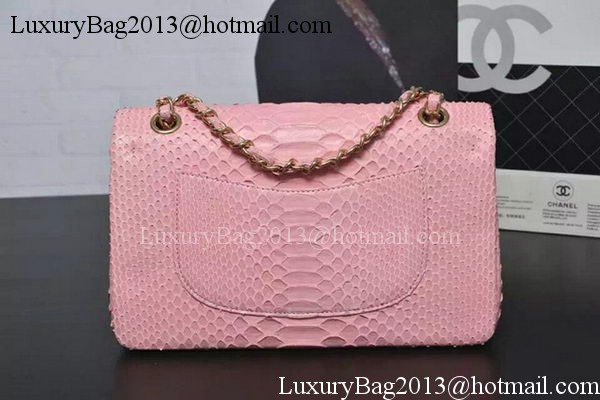 Chanel 2.55 Series Flap Bags Sakura Pink Original Python Leather A1112SA Gold