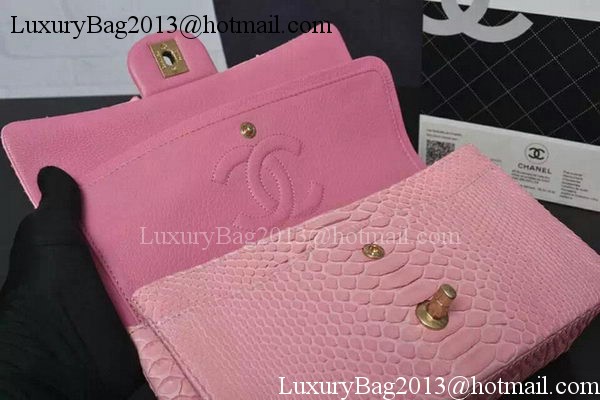 Chanel 2.55 Series Flap Bags Sakura Pink Original Python Leather A1112SA Gold