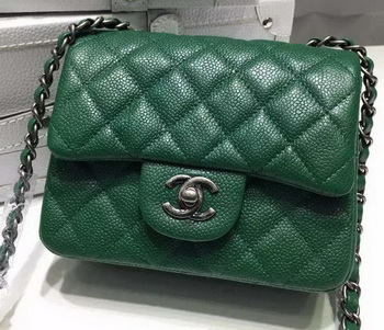 Chanel Classic MINI Flap Bag Litchi Leather A6874 Green