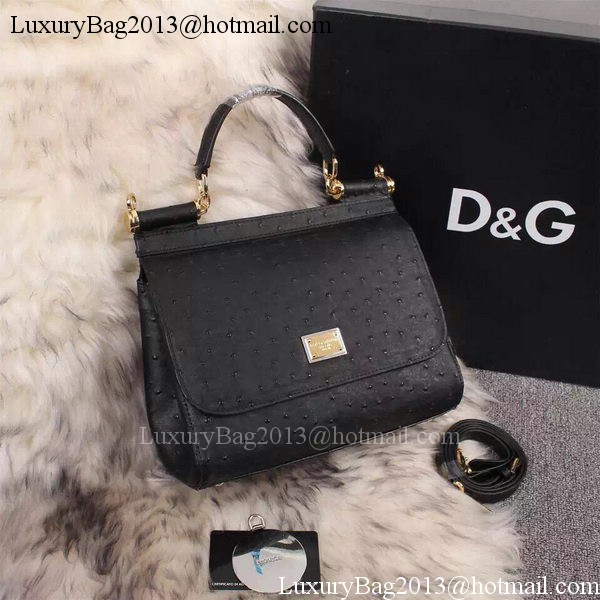 Dolce & Gabbana SICILY Bag Ostrich Leather BB4137TA Black