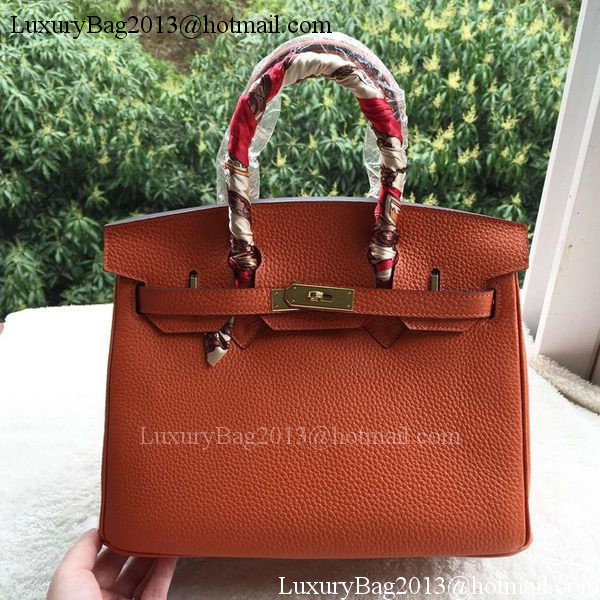 Hermes Birkin 30CM Tote Bags Orange Calfskin Leather BK30 Gold