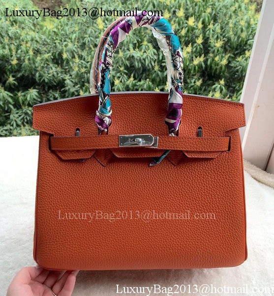 Hermes Birkin 30CM Tote Bags Orange Calfskin Leather BK30 Silver