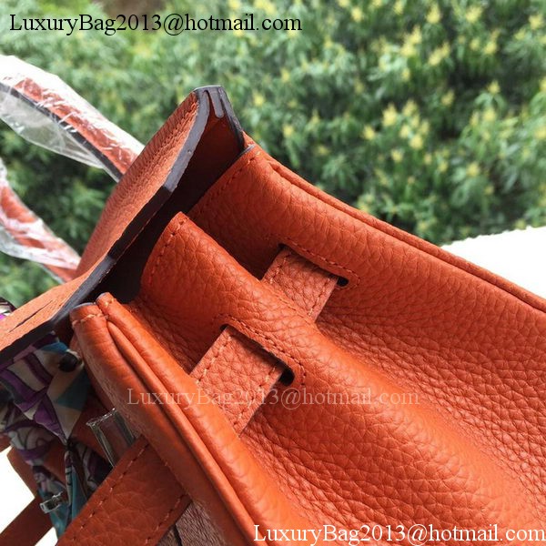 Hermes Birkin 30CM Tote Bags Orange Calfskin Leather BK30 Silver