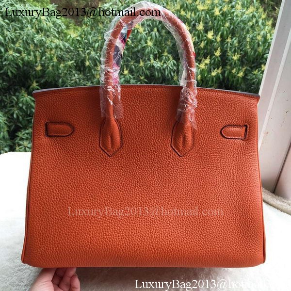 Hermes Birkin 35CM Tote Bag Orange Calfskin Leather BK35 Gold