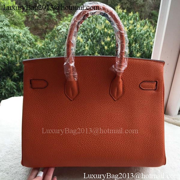 Hermes Birkin 35CM Tote Bag Orange Calfskin Leather BK35 Silver