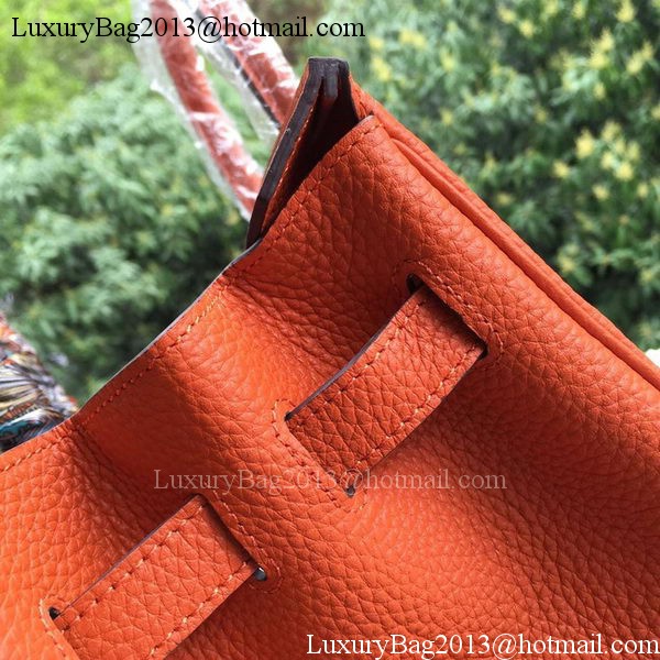 Hermes Birkin 35CM Tote Bag Orange Calfskin Leather BK35 Silver