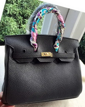 Hermes Birkin 25CM Tote Bag Litchi Leather H25T Black