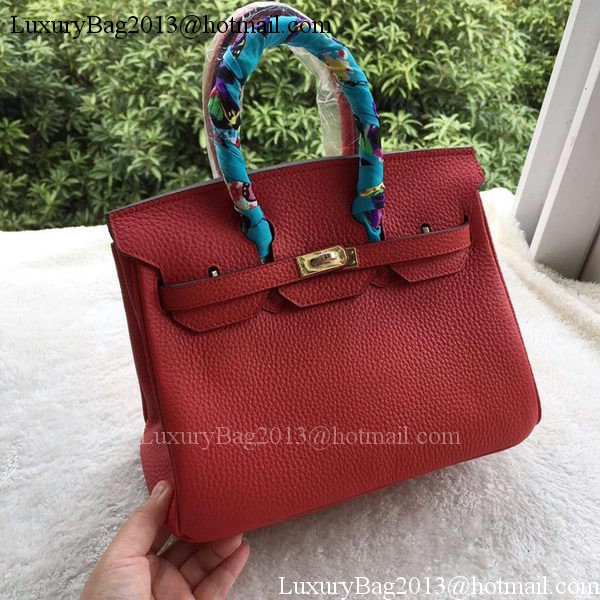 Hermes Birkin 25CM Tote Bag Litchi Leather H25T Red