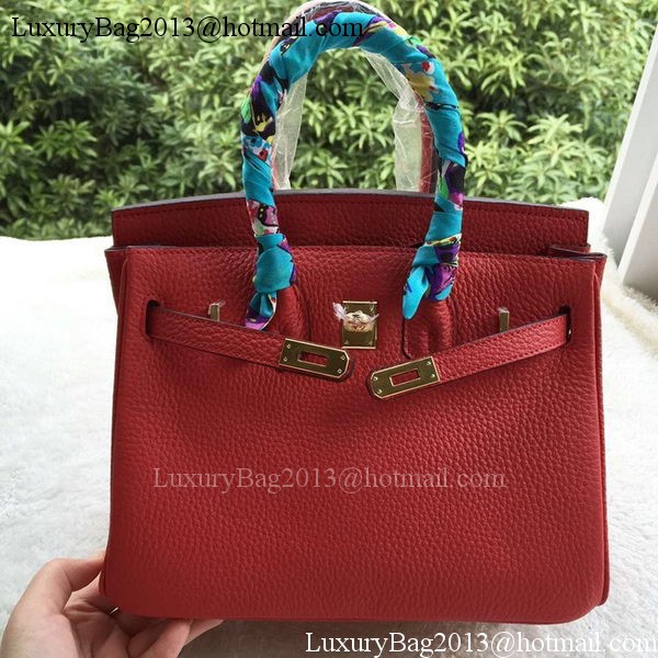 Hermes Birkin 25CM Tote Bag Litchi Leather H25T Red