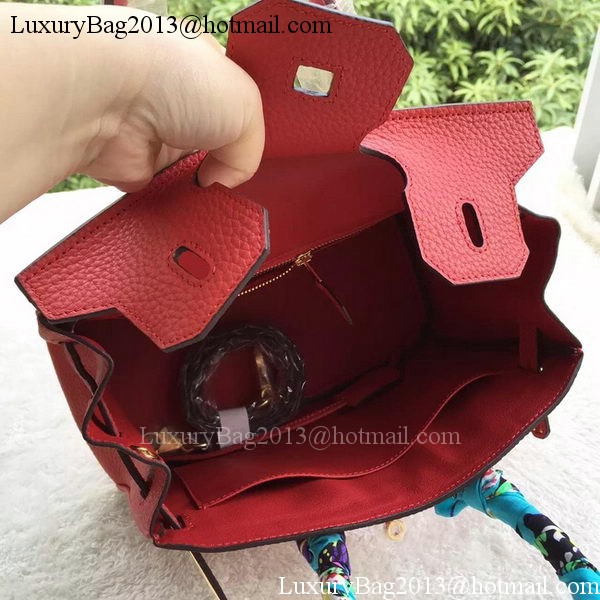 Hermes Birkin 25CM Tote Bag Litchi Leather H25T Red