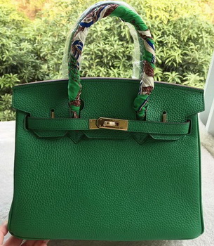 Hermes Birkin 30CM Tote Bags Green Calfskin Leather BK30 Gold