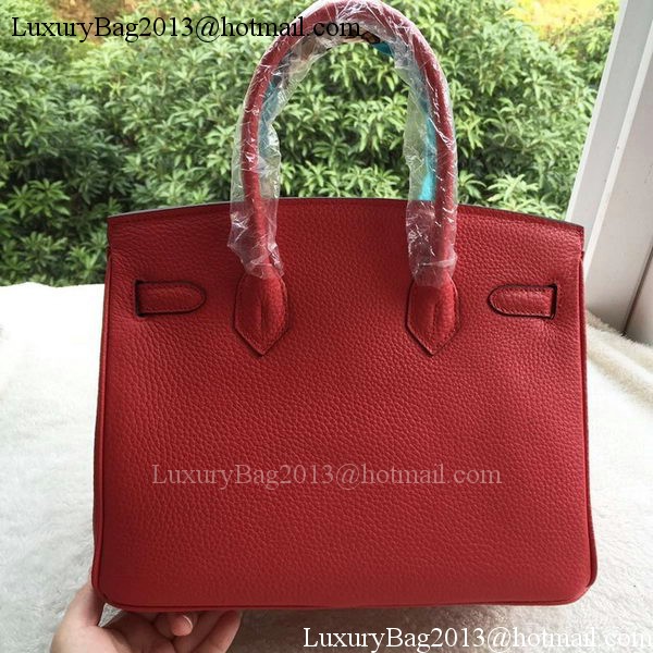 Hermes Birkin 30CM Tote Bags Red Calfskin Leather BK30 Gold