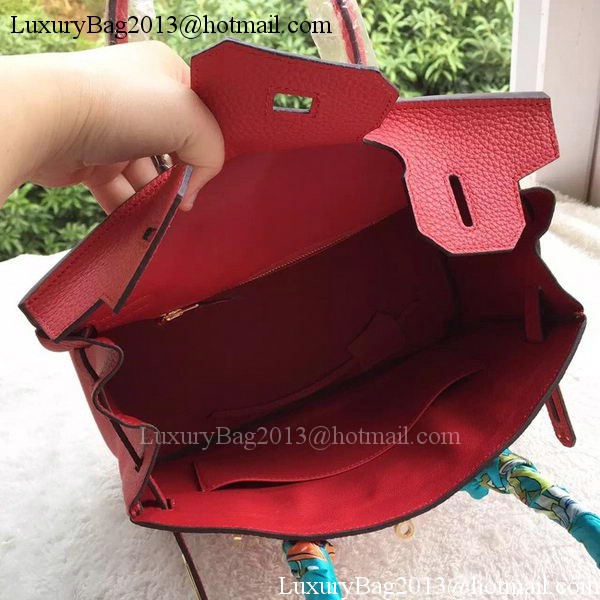 Hermes Birkin 30CM Tote Bags Red Calfskin Leather BK30 Gold