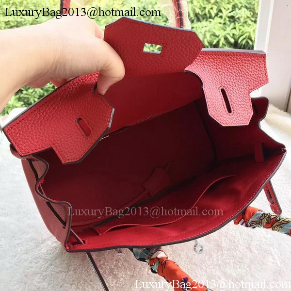 Hermes Birkin 30CM Tote Bags Red Calfskin Leather BK30 Silver