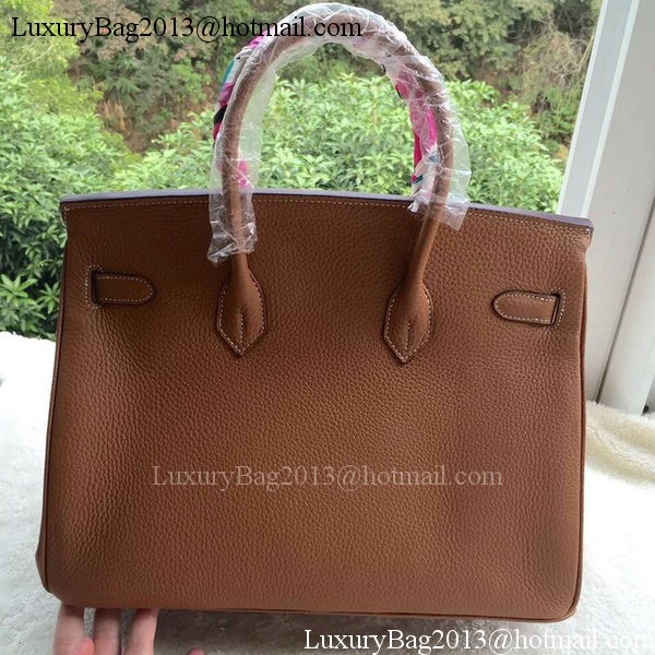 Hermes Birkin 35CM Tote Bag Brown Litchi Leather BK35 Silver