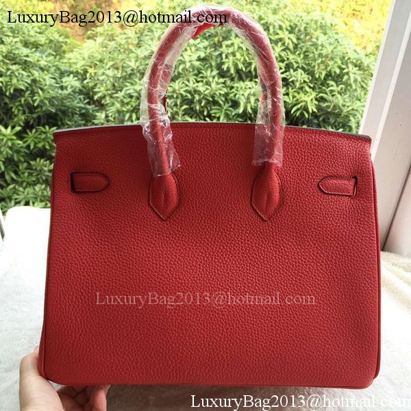 Hermes Birkin 35CM Tote Bag Red Litchi Leather BK35 Gold