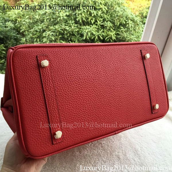 Hermes Birkin 35CM Tote Bag Red Litchi Leather BK35 Gold