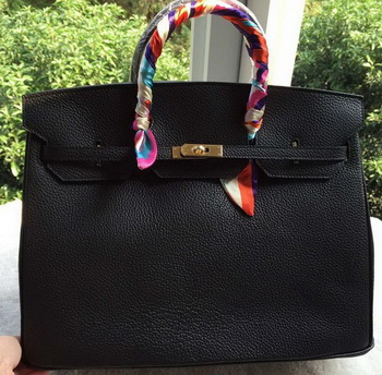 Hermes Birkin 40CM Bag Black Litchi Leather BK40 Gold