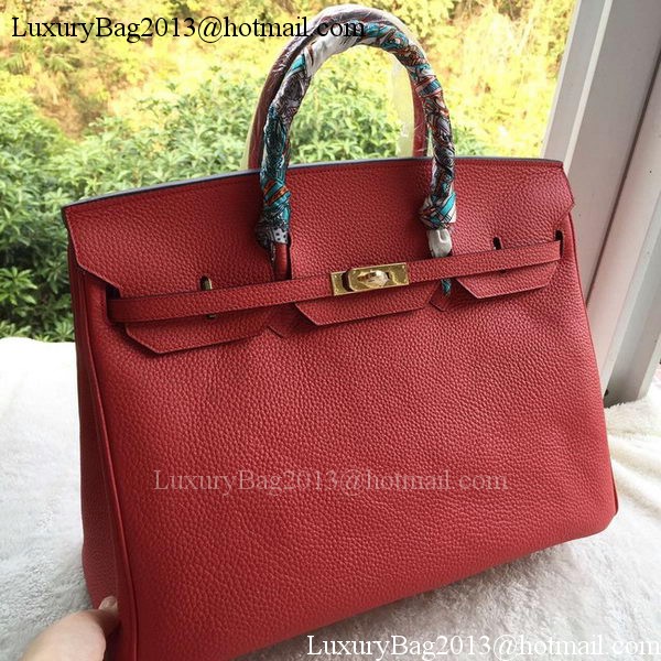 Hermes Birkin 40CM Bag Red Litchi Leather BK40 Gold