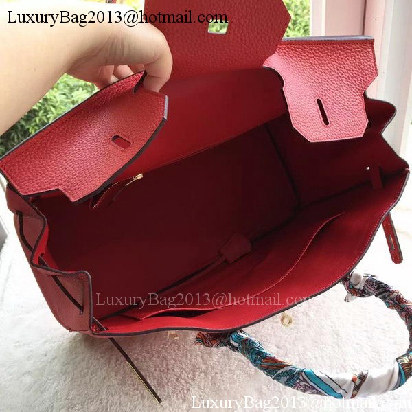 Hermes Birkin 40CM Bag Red Litchi Leather BK40 Gold