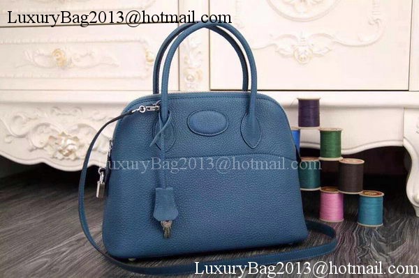 Hermes Bolide 37CM Calfskin Leather Tote Bag B1004 Blue