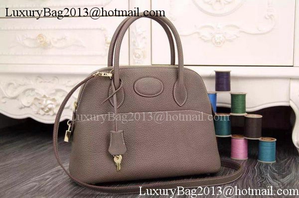 Hermes Bolide 37CM Calfskin Leather Tote Bag B1004 Grey