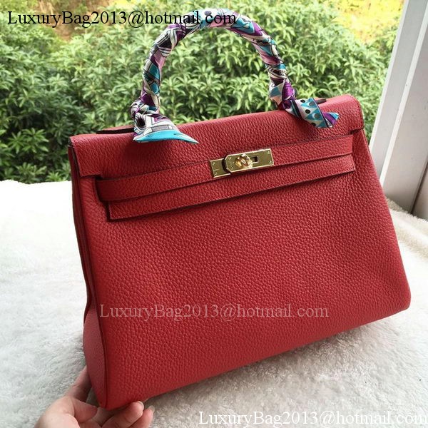 Hermes Kelly 32cm Shoulder Bag Red Calfskin Leather K32CL Gold