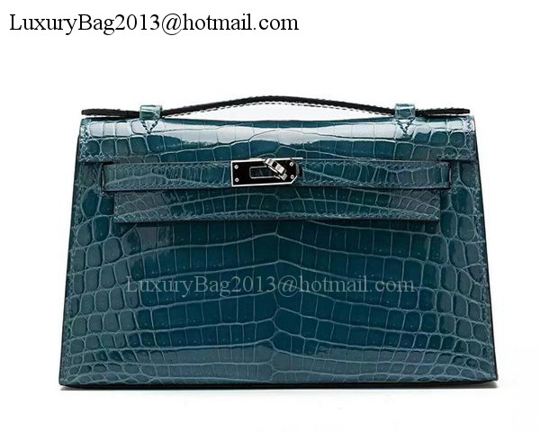 Hermes MINI Kelly 22cm Clutch Croco Leather KL22 Green