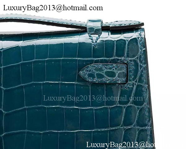 Hermes MINI Kelly 22cm Clutch Croco Leather KL22 Green