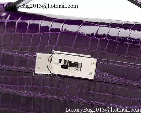 Hermes MINI Kelly 22cm Clutch Croco Leather KL22 Purple