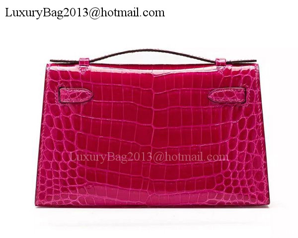 Hermes MINI Kelly 22cm Clutch Croco Leather KL22 Rose