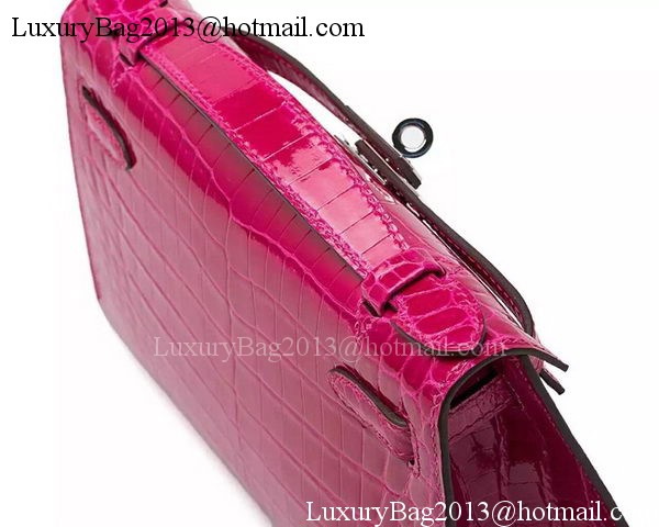 Hermes MINI Kelly 22cm Clutch Croco Leather KL22 Rose