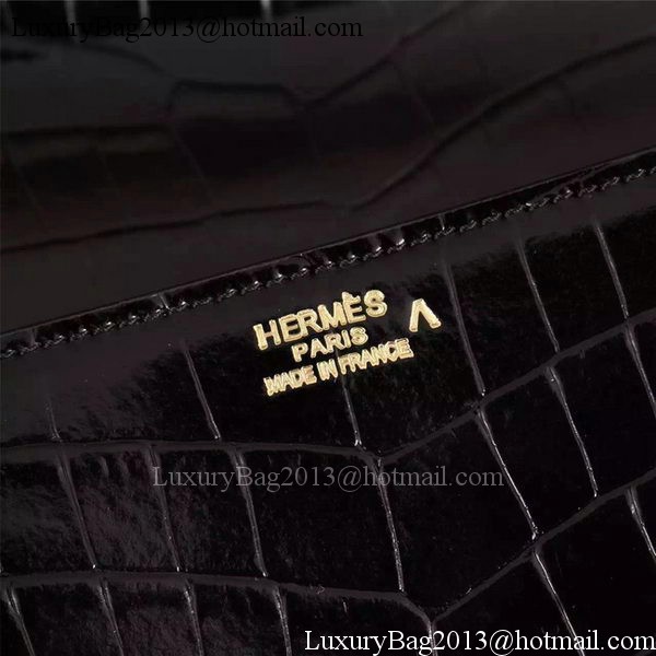 Hermes Croco Leather Clutch H88017 Black